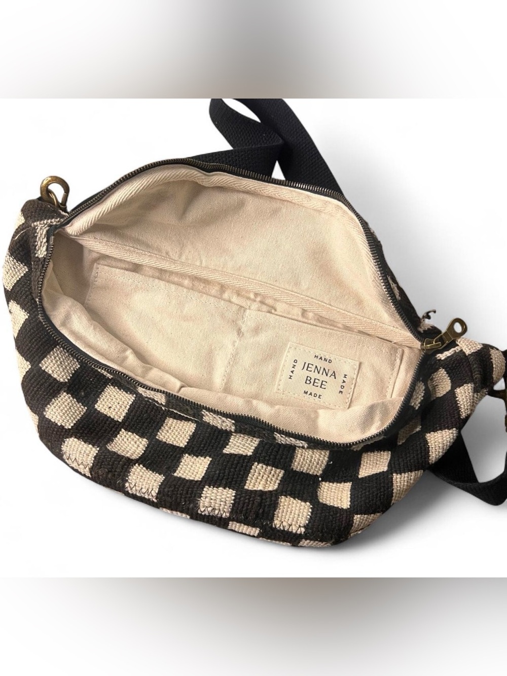 Jenna Bee checkered sling bag black & Cream - Picture 5 of 8